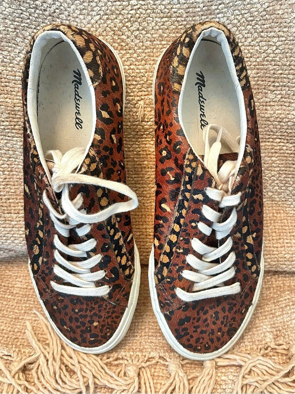 Madewell Sidewalk Low-Top Sneakers in Painted Leopard Colorblock Calf Hair